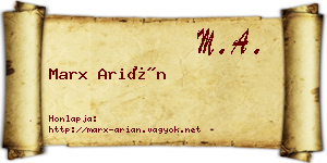 Marx Arián névjegykártya